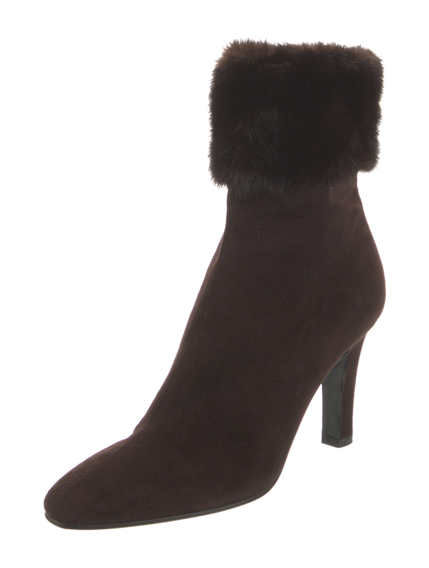 Yves Saint Laurent Suede Fur Trim Boots